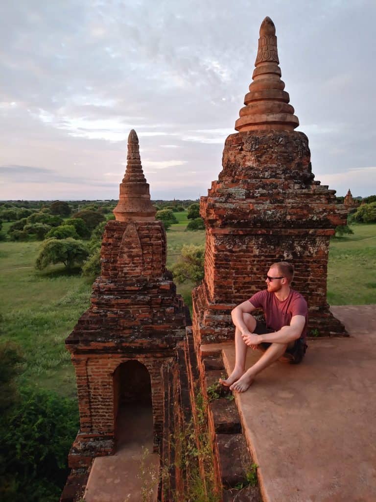 Waiting for the sunrise from a temple in Bagan, Myanmar