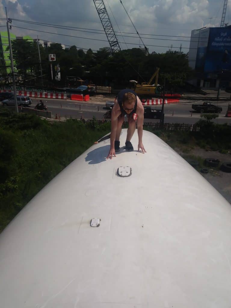 On top of the Boeing