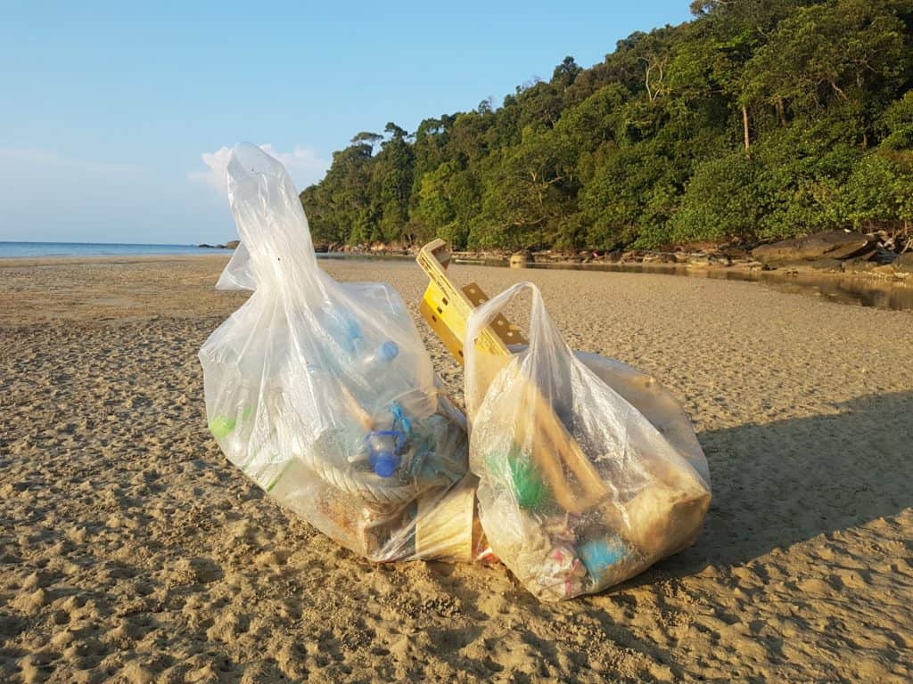Garbage bags on Koh Rong Sanloem, Cambodia
