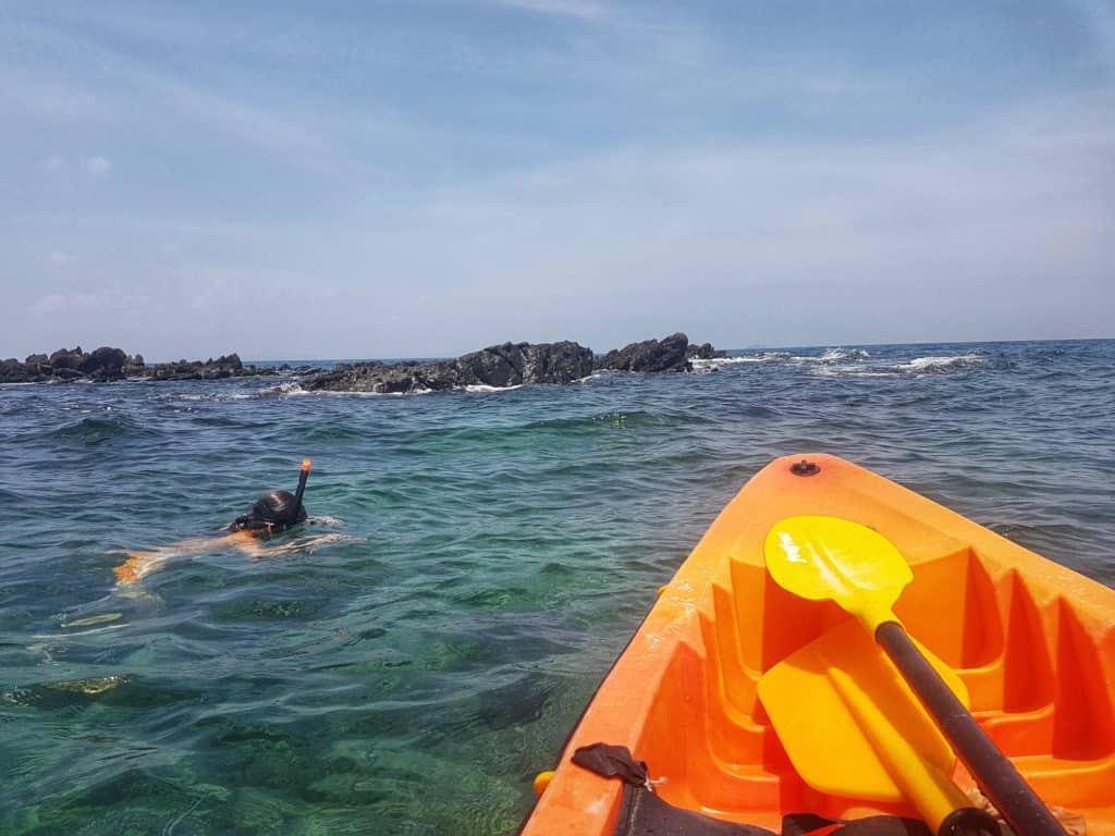 snorkeling  and kayaking at shark point koh phi phi